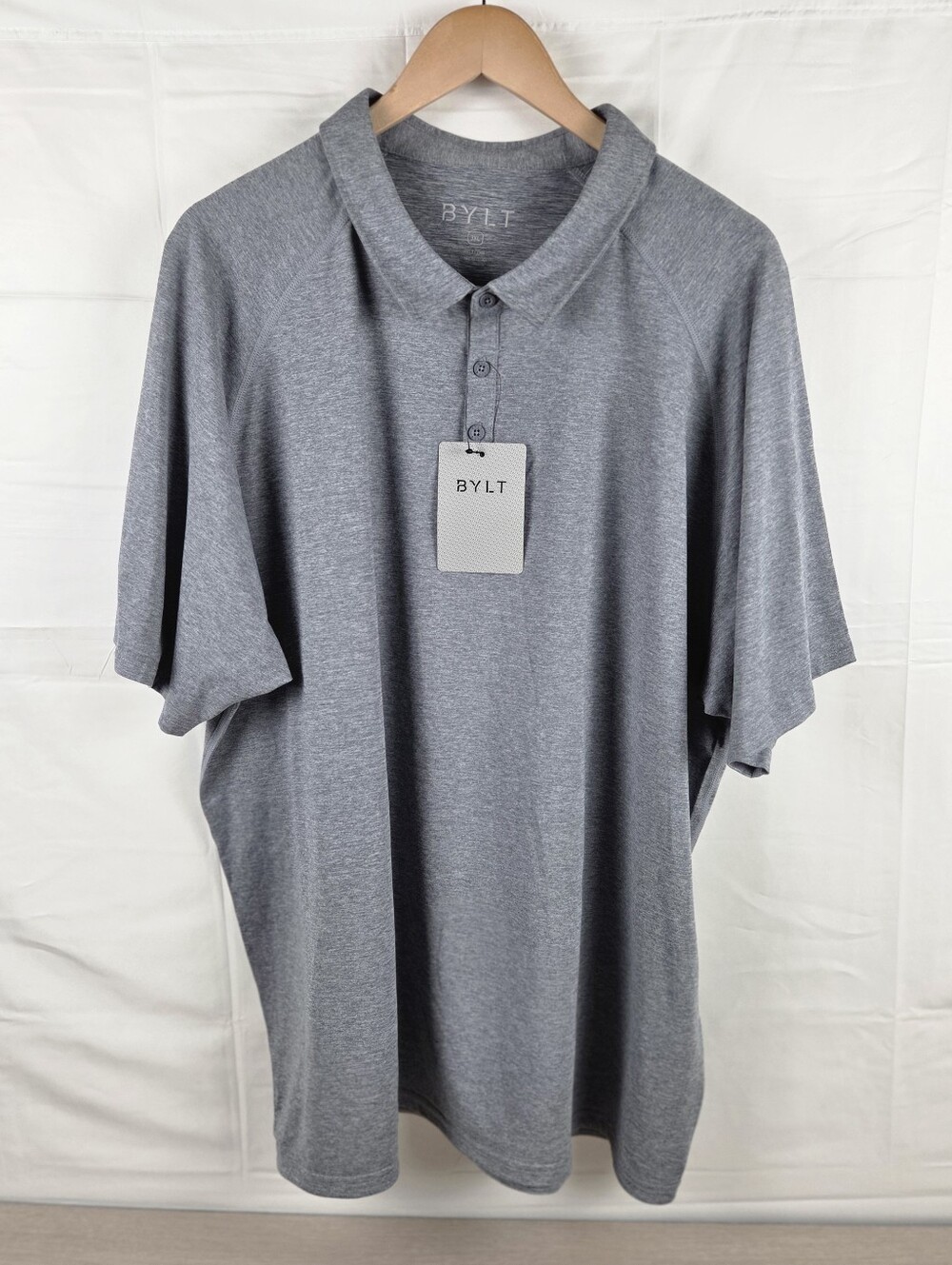 BYLT In Step Raglan Polo Shirt Mens 3XL Gray Short Sleeve Solid Stretch